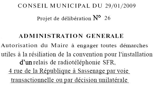 Conseil municipal de janvier 2009